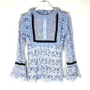 Endless Rose Blue Lace Floral Crochet Blouse